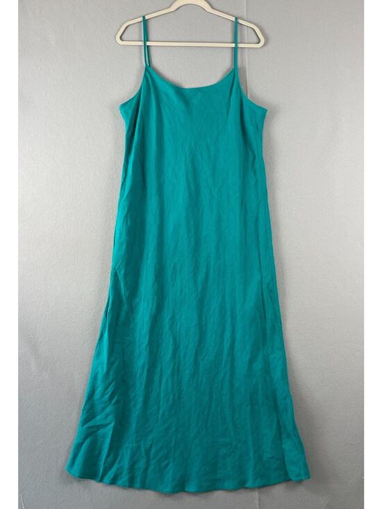 J. Crew Dresses & Skirts - J Crew Gwyneth Linen Maxi Dress Womens 16T Green Coastal Minimal Beach NWT